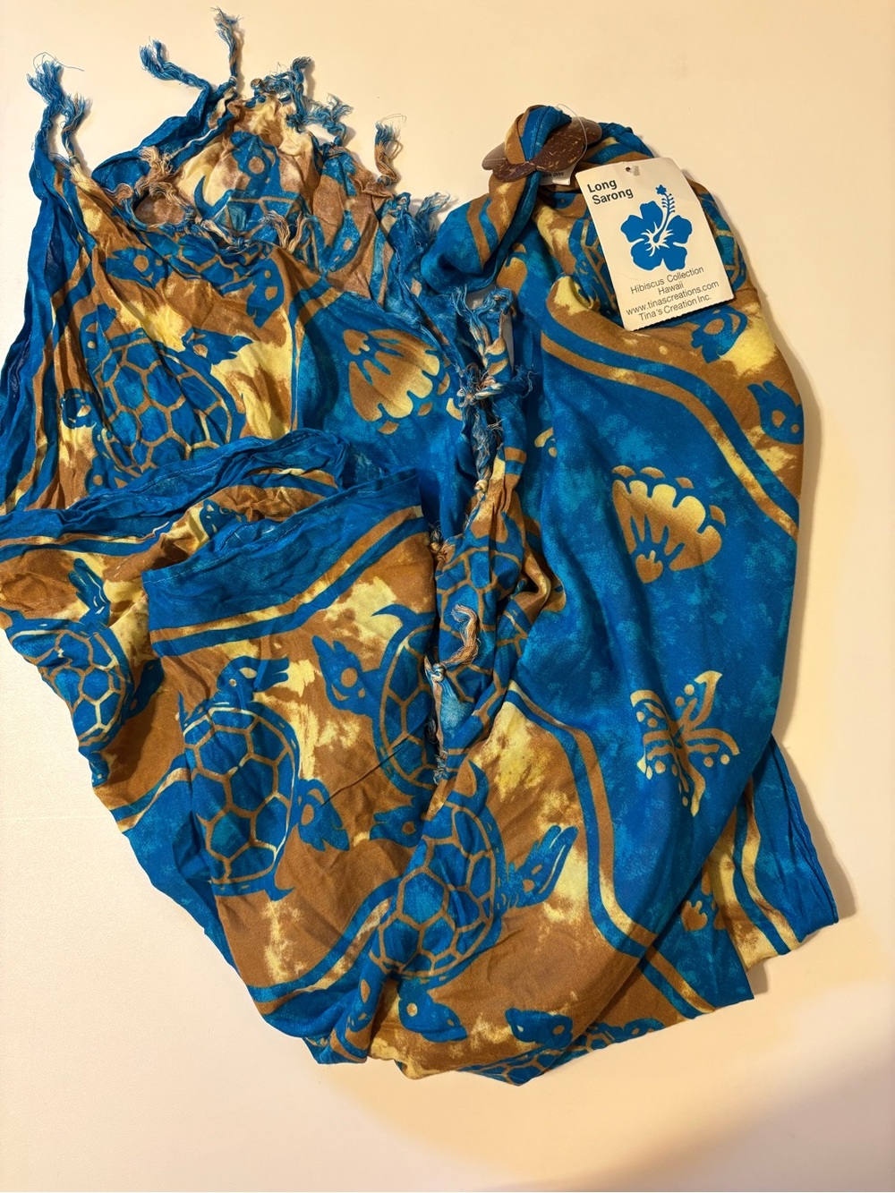 Blue & Gold Turtle Print Long Sarong